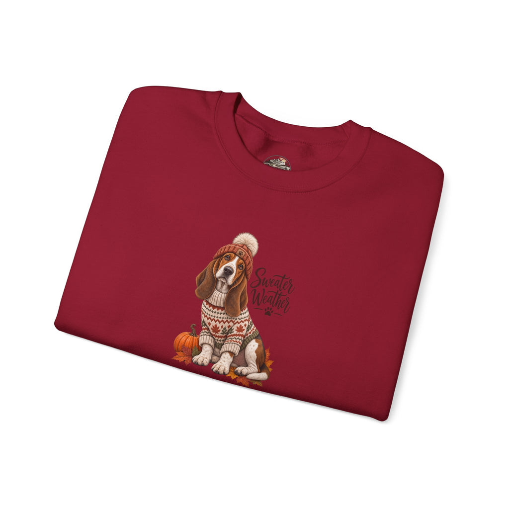 Basset Hound Fall Sweatshirt – 'Sweater Weather' Cozy Autumn Crewneck