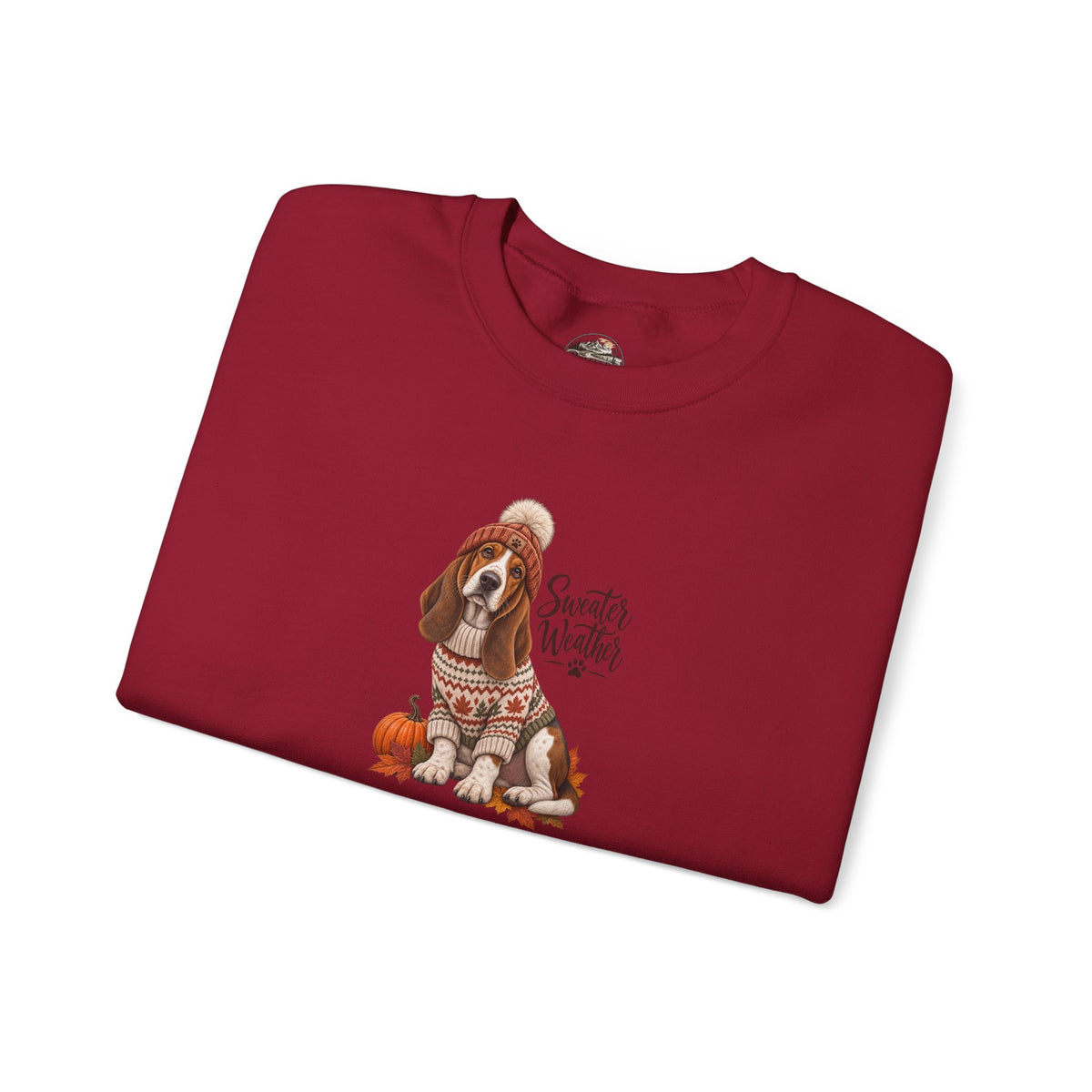 Basset Hound Fall Sweatshirt – 'Sweater Weather' Cozy Autumn Crewneck