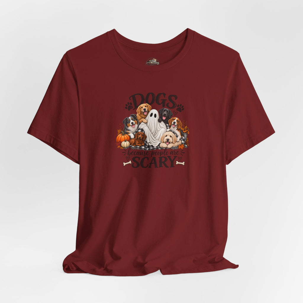 Dogs Because People Are Scary T-Shirt — Cute Halloween Ghost Puppies Tee