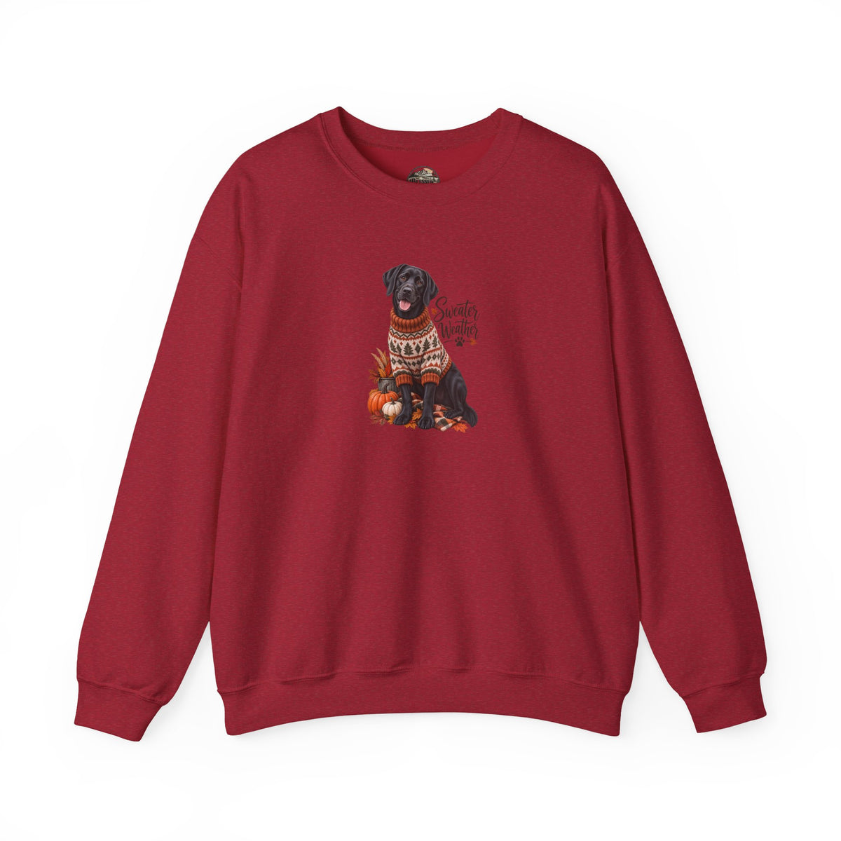 Crewneck Sweatshirt — Black Lab in Cozy Sweater "Sweater Weather" Autumn Design