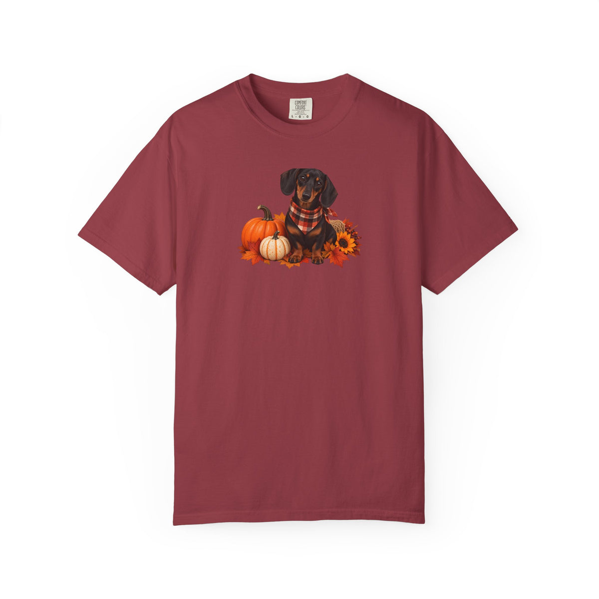 Dachshund Pumpkin Tee — Fall Dog Shirt with Pumpkins & Sunflower