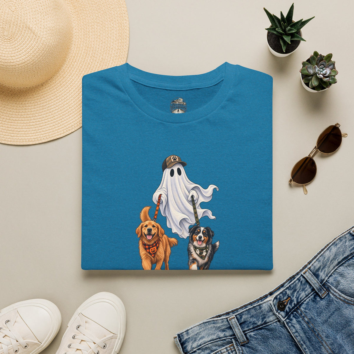 Halloween Ghost with Dogs T-Shirt