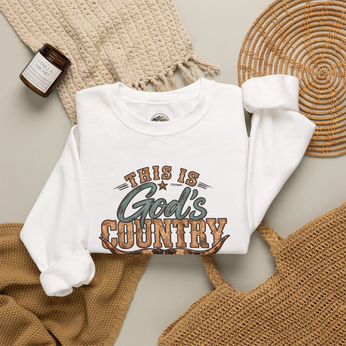 Crewneck Sweatshirt — "This Is God's Country" Western Graphic