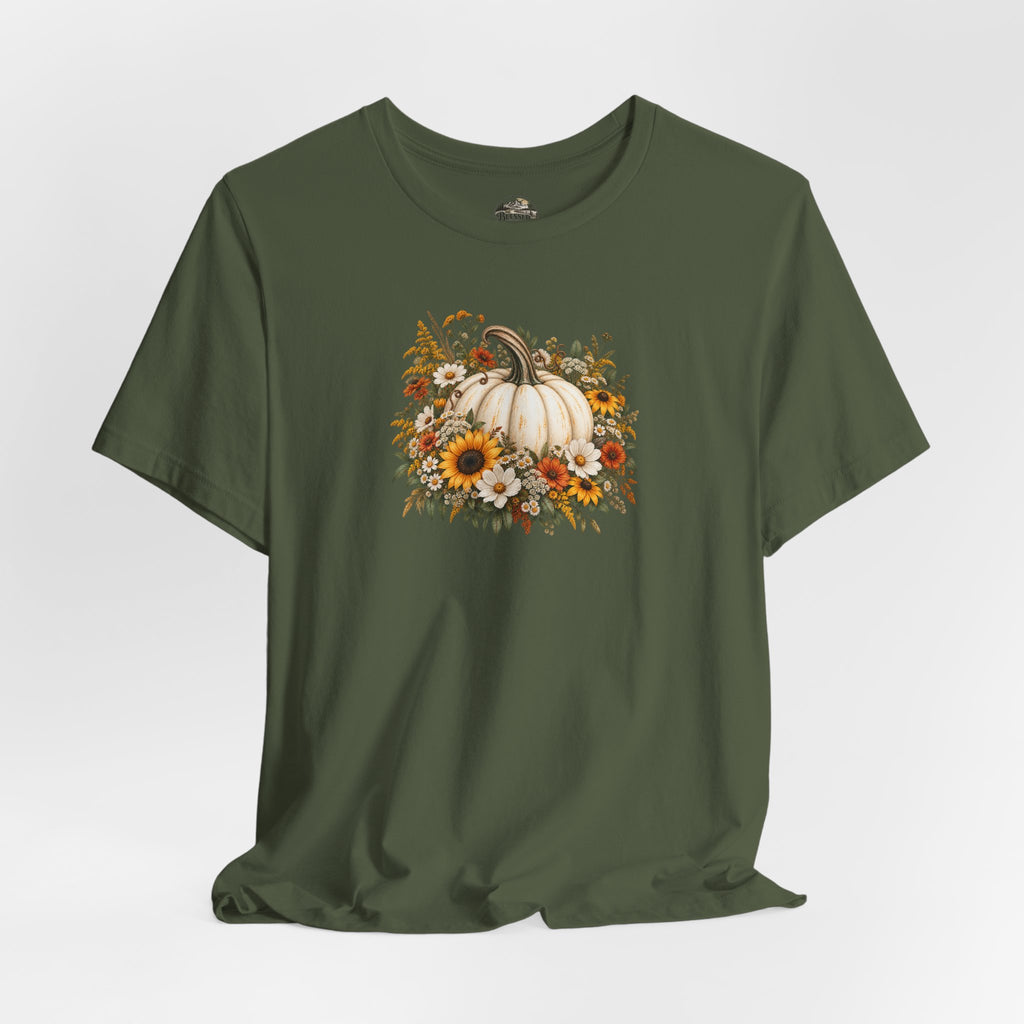 Fall Pumpkin & Sunflower T-Shirt — Autumn Floral Harvest Tee