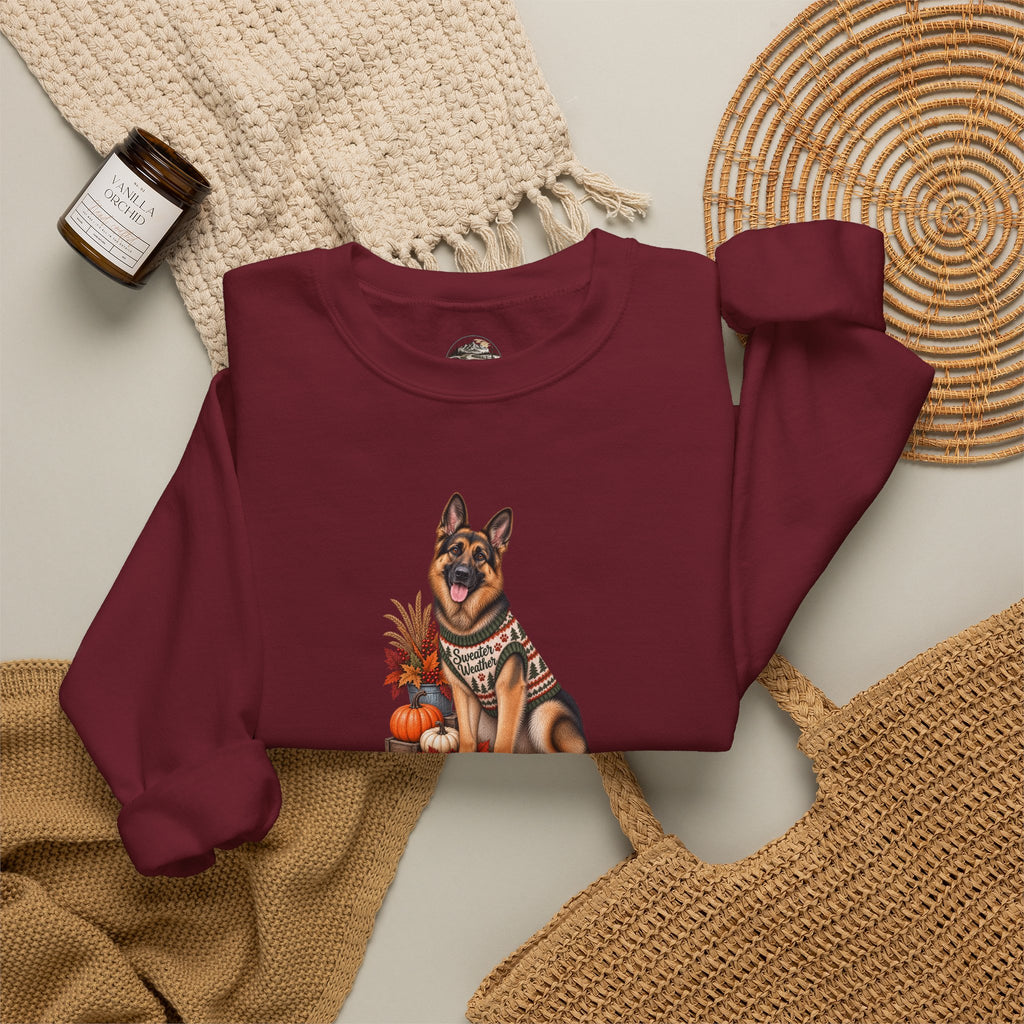 German Shepherd Autumn Pumpkin Crewneck Sweatshirt