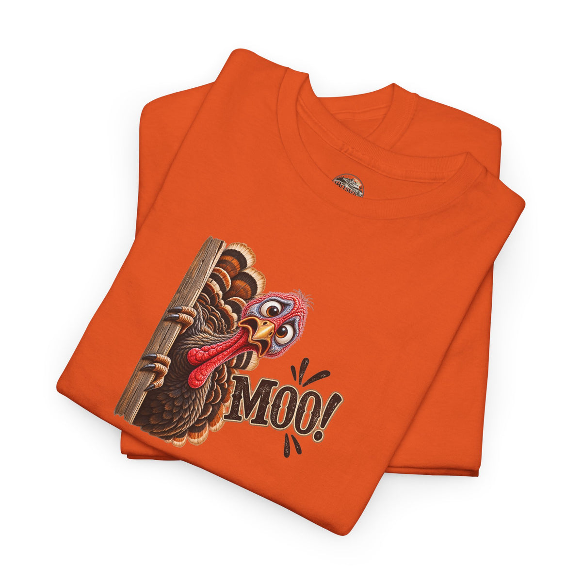 Turkey Peeking 'Moo!' Tee — Funny Thanksgiving Turkey T-Shirt