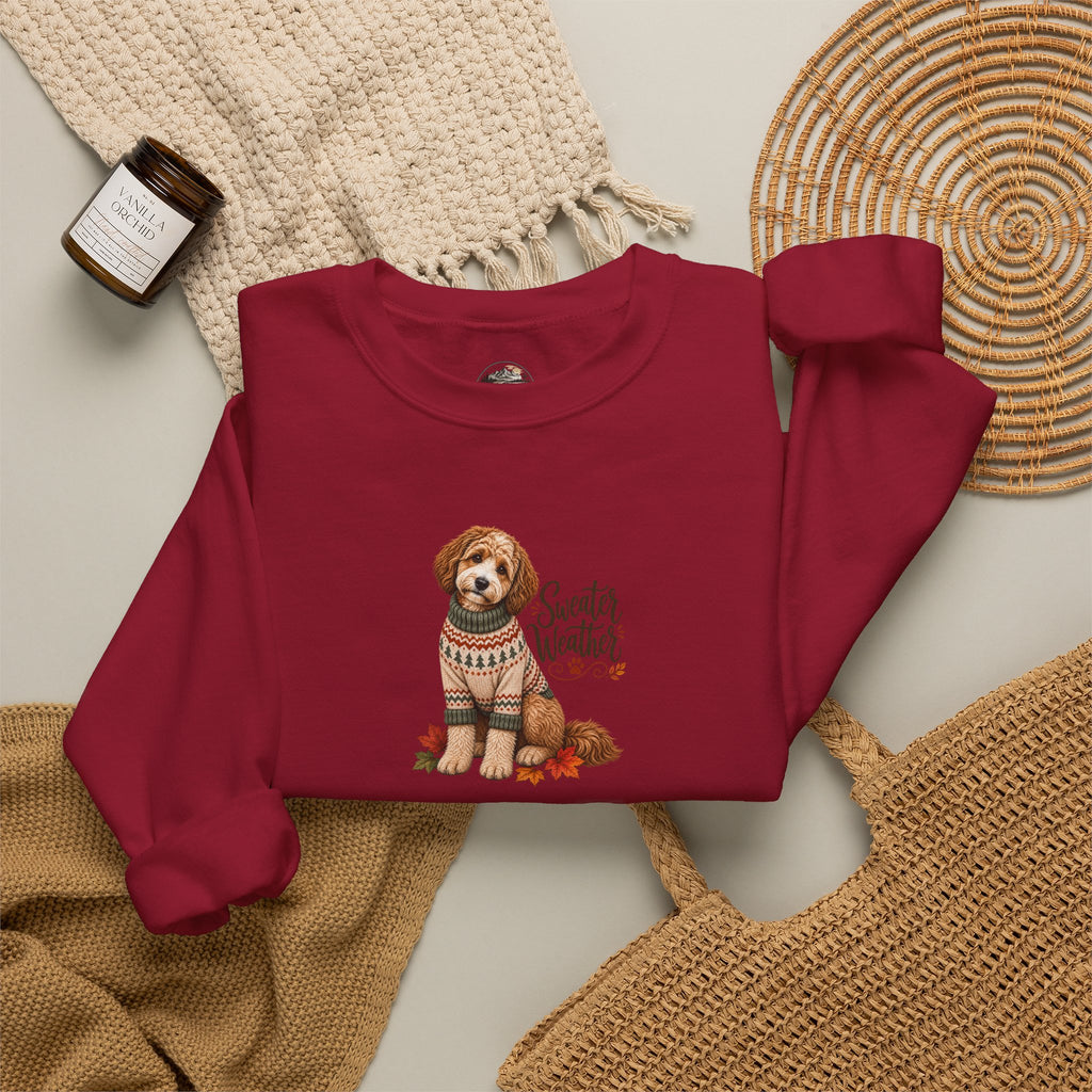 Dog in Sweater Crewneck Sweatshirt — "Sweater Weather" Cozy Fall Pullover
