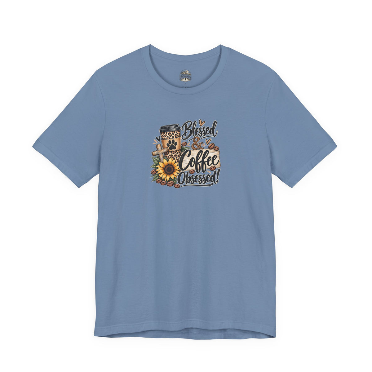 Blessed & Coffee Obsessed Tee — Sunflower Coffee Lover T-Shirt