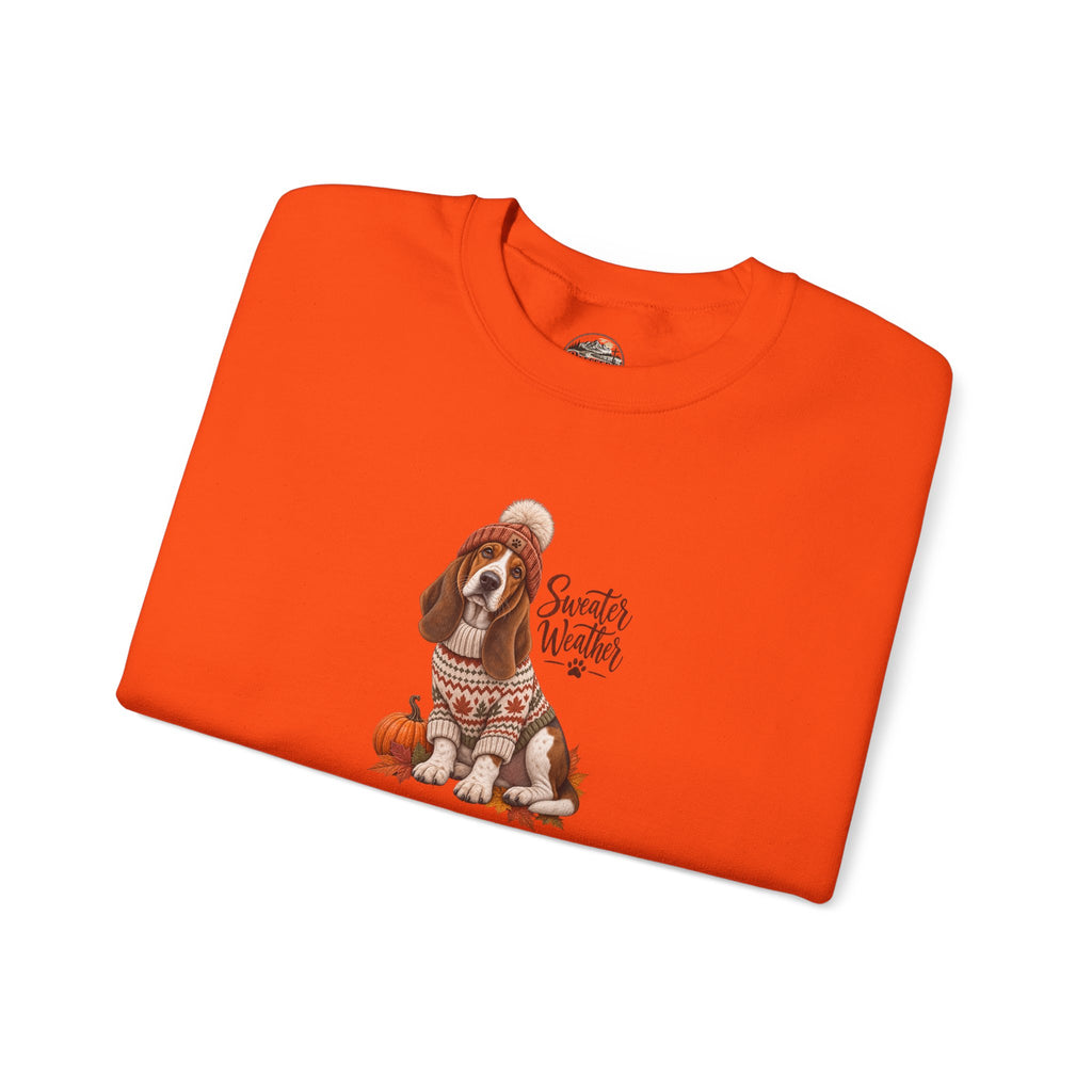 Basset Hound Fall Sweatshirt – 'Sweater Weather' Cozy Autumn Crewneck
