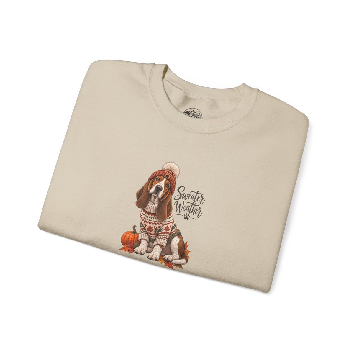 Basset Hound Fall Sweatshirt – 'Sweater Weather' Cozy Autumn Crewneck