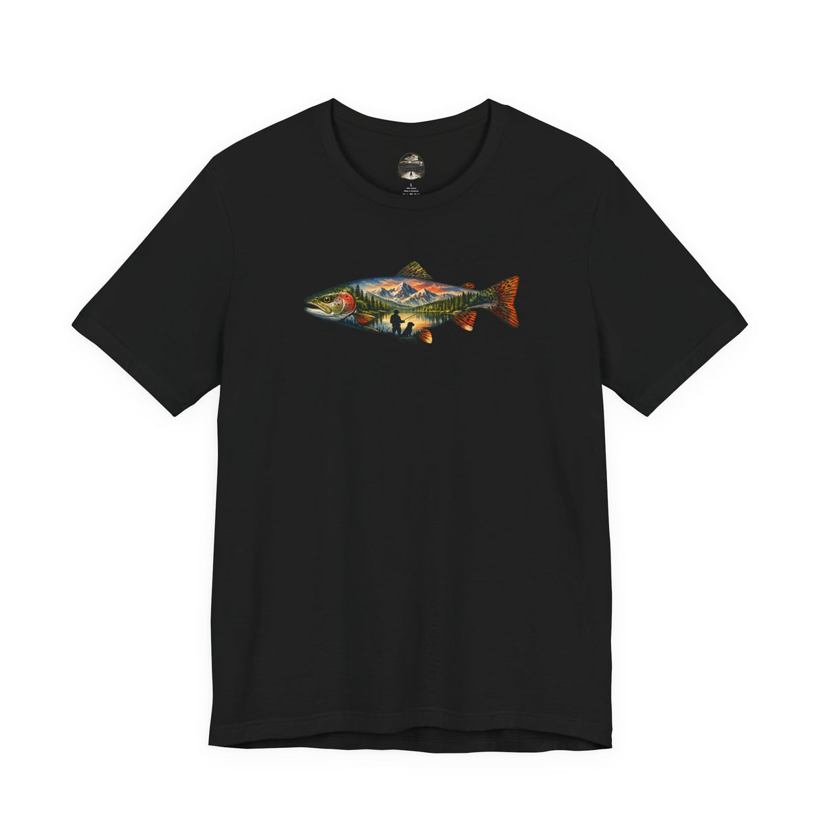 Trout Landscape Graphic Tee — Nature Fisherman T-Shirt