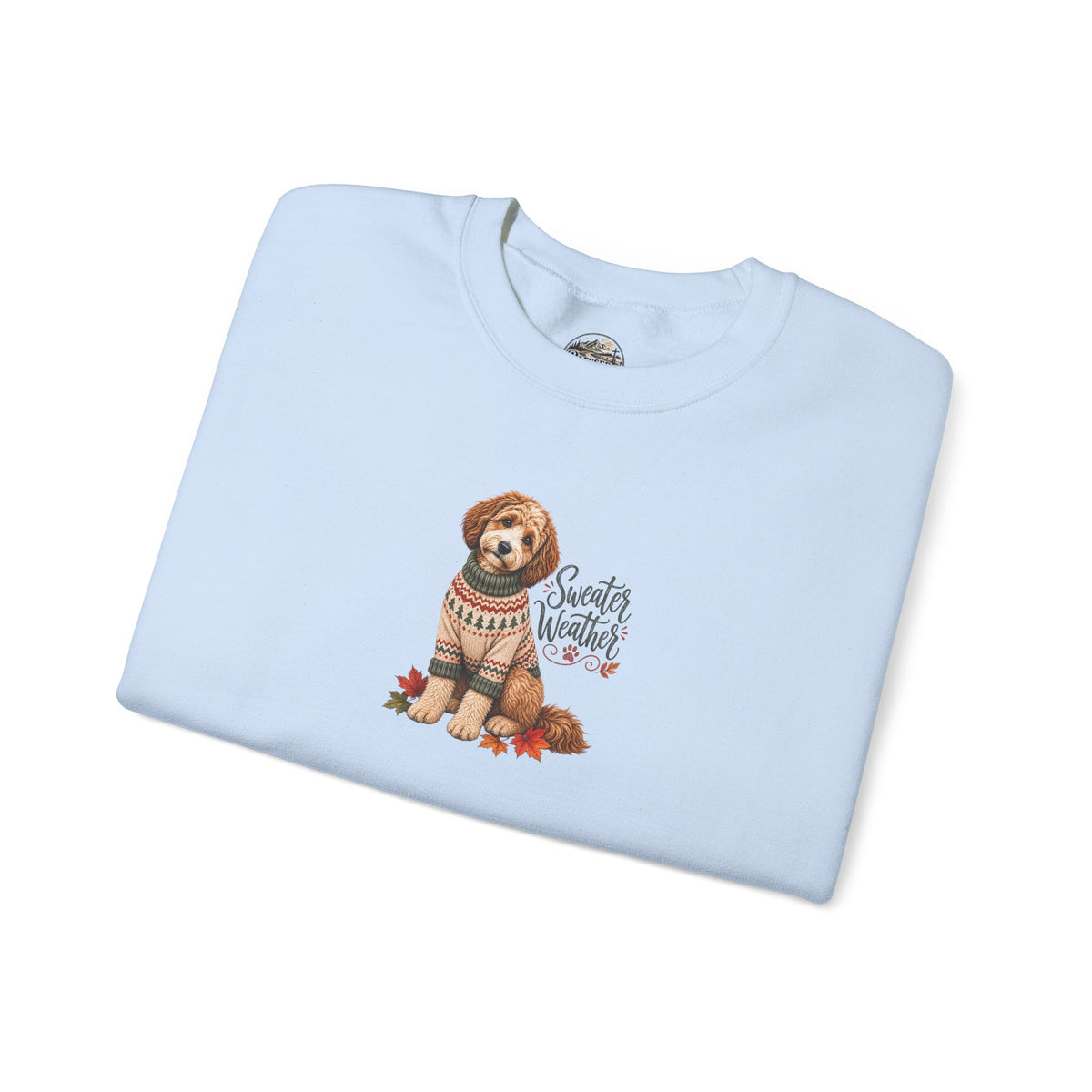 Dog in Sweater Crewneck Sweatshirt — "Sweater Weather" Cozy Fall Pullover