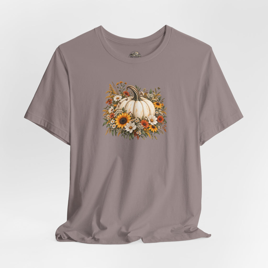 Fall Pumpkin & Sunflower T-Shirt — Autumn Floral Harvest Tee