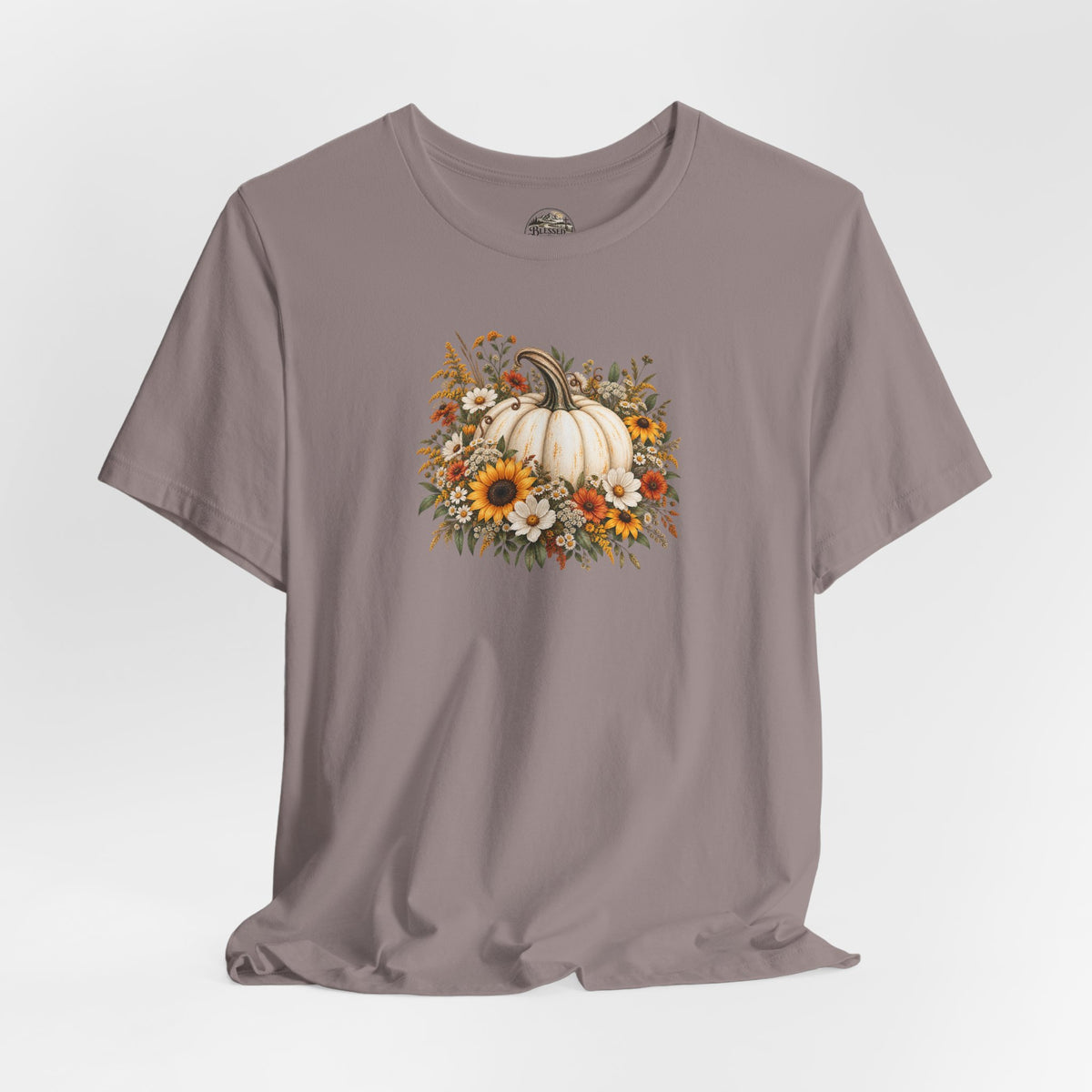 Fall Pumpkin & Sunflower T-Shirt — Autumn Floral Harvest Tee