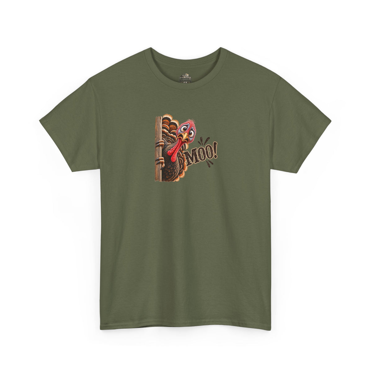 Turkey Peeking 'Moo!' Tee — Funny Thanksgiving Turkey T-Shirt