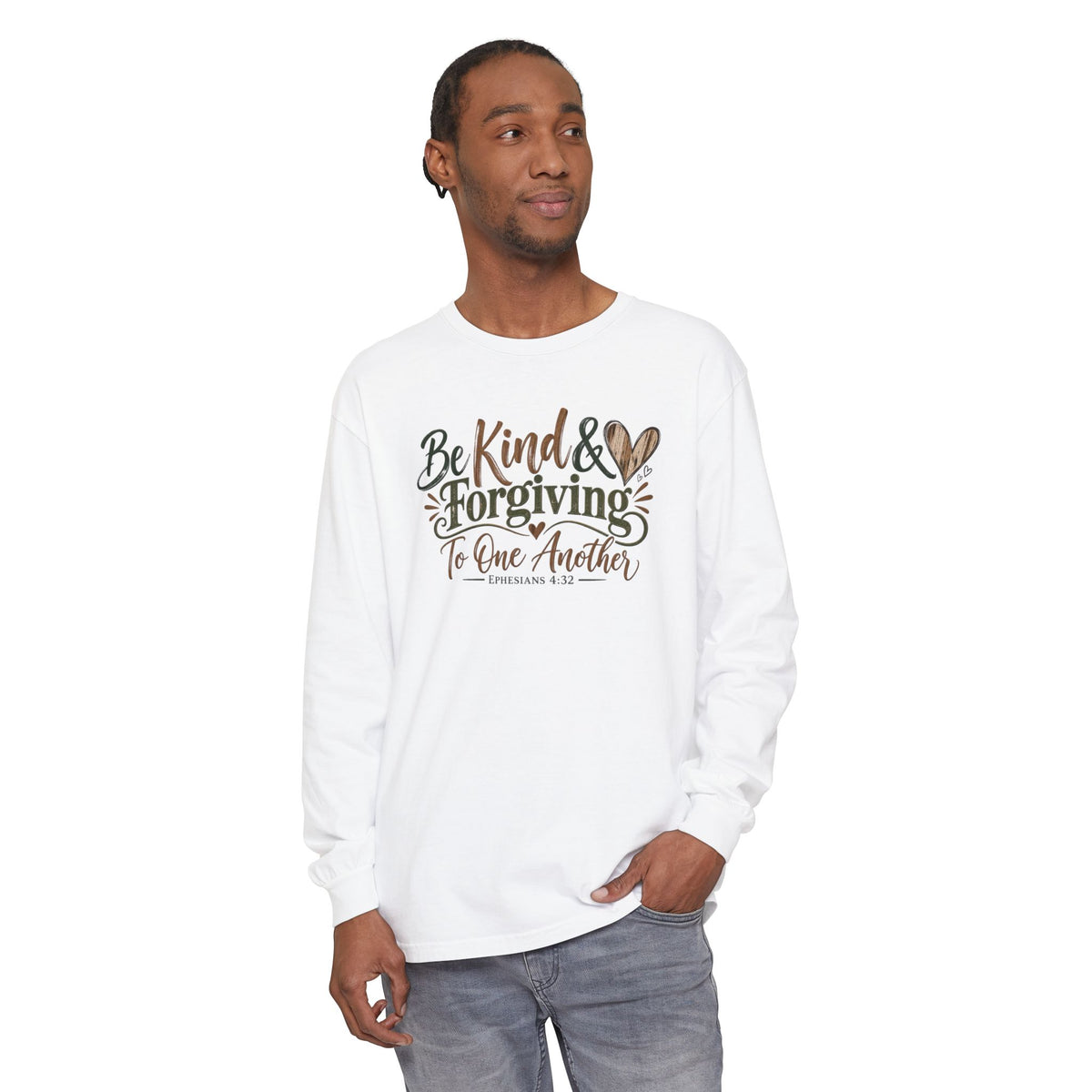 Be Kind & Forgiving Long Sleeve Tee – Inspirational Christian Message