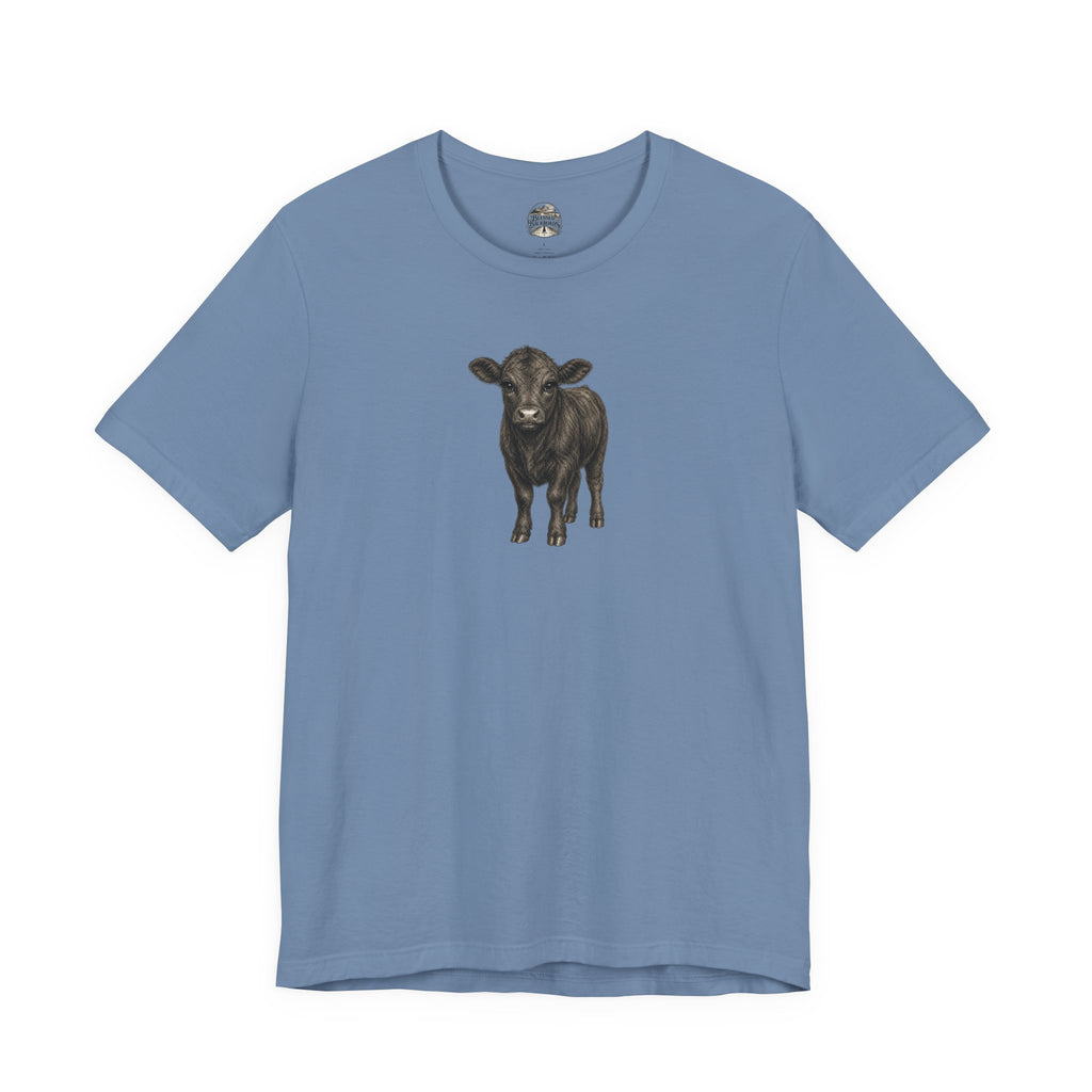 Cow Illustration T-Shirt — Cute Black Calf Graphic Tee