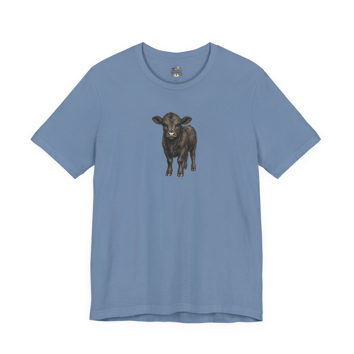 Cow Illustration T-Shirt — Cute Black Calf Graphic Tee
