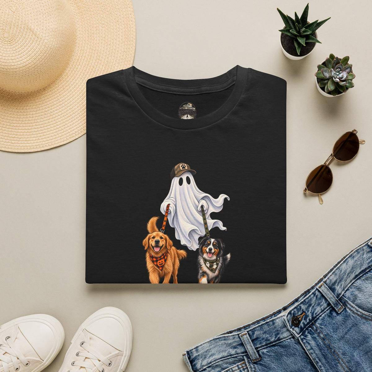 Halloween Ghost with Dogs T-Shirt