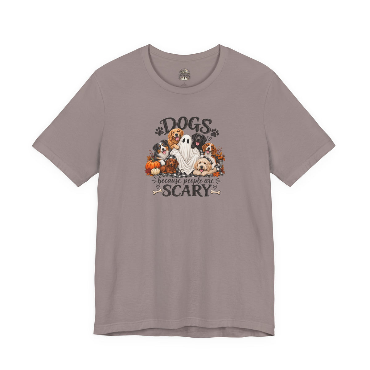 Dogs Because People Are Scary T-Shirt — Cute Halloween Ghost Puppies Tee