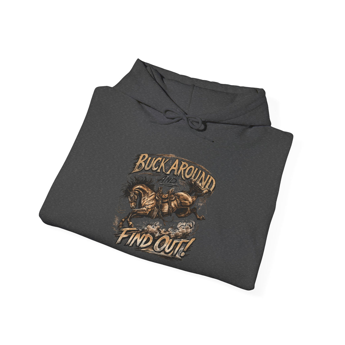Buck Around Find Out Hoodie - Vintage Rodeo Bison Graphic Pullover