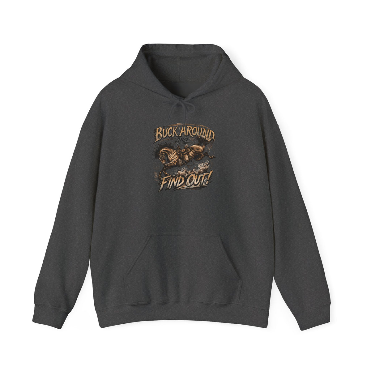 Buck Around Find Out Hoodie - Vintage Rodeo Bison Graphic Pullover