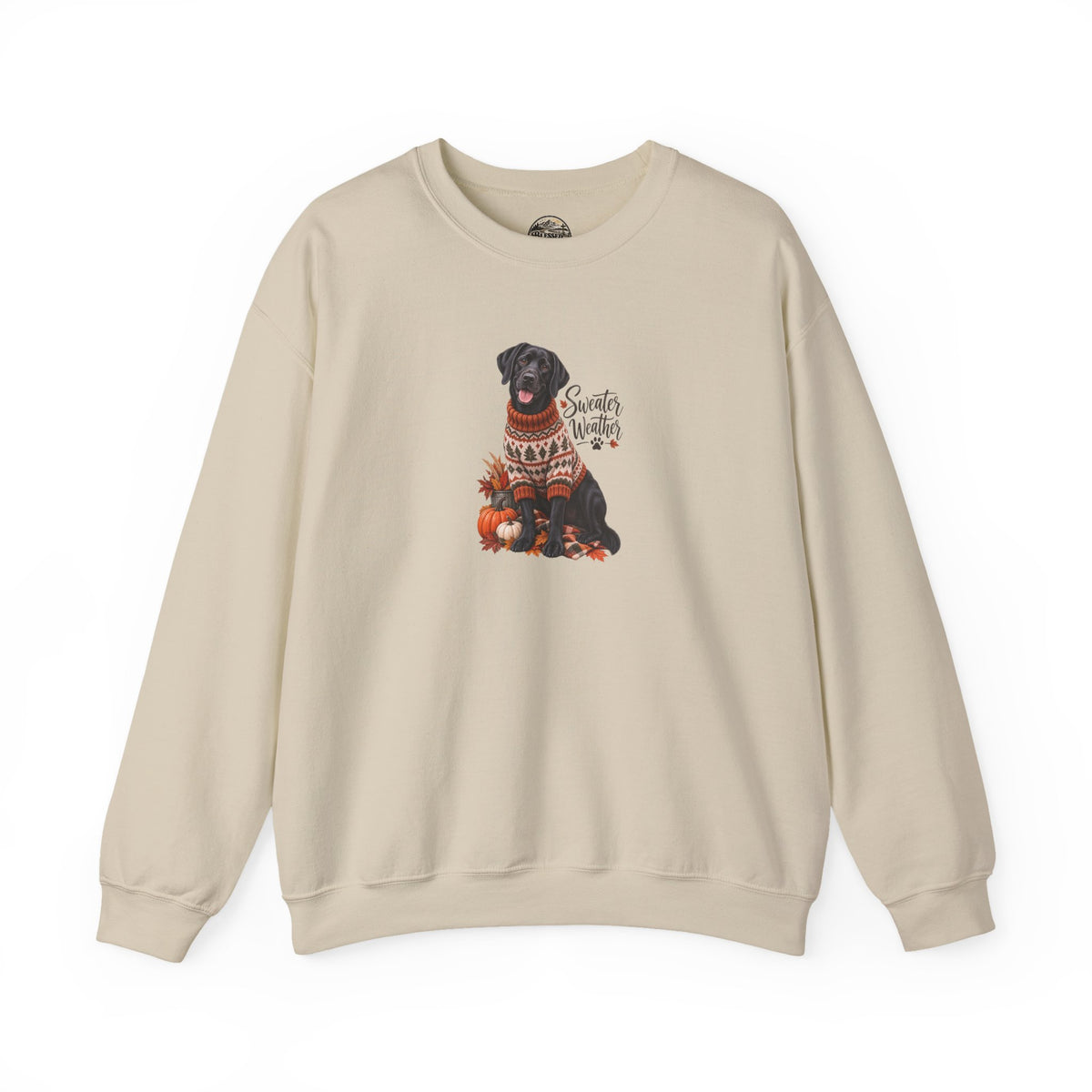 Crewneck Sweatshirt — Black Lab in Cozy Sweater "Sweater Weather" Autumn Design