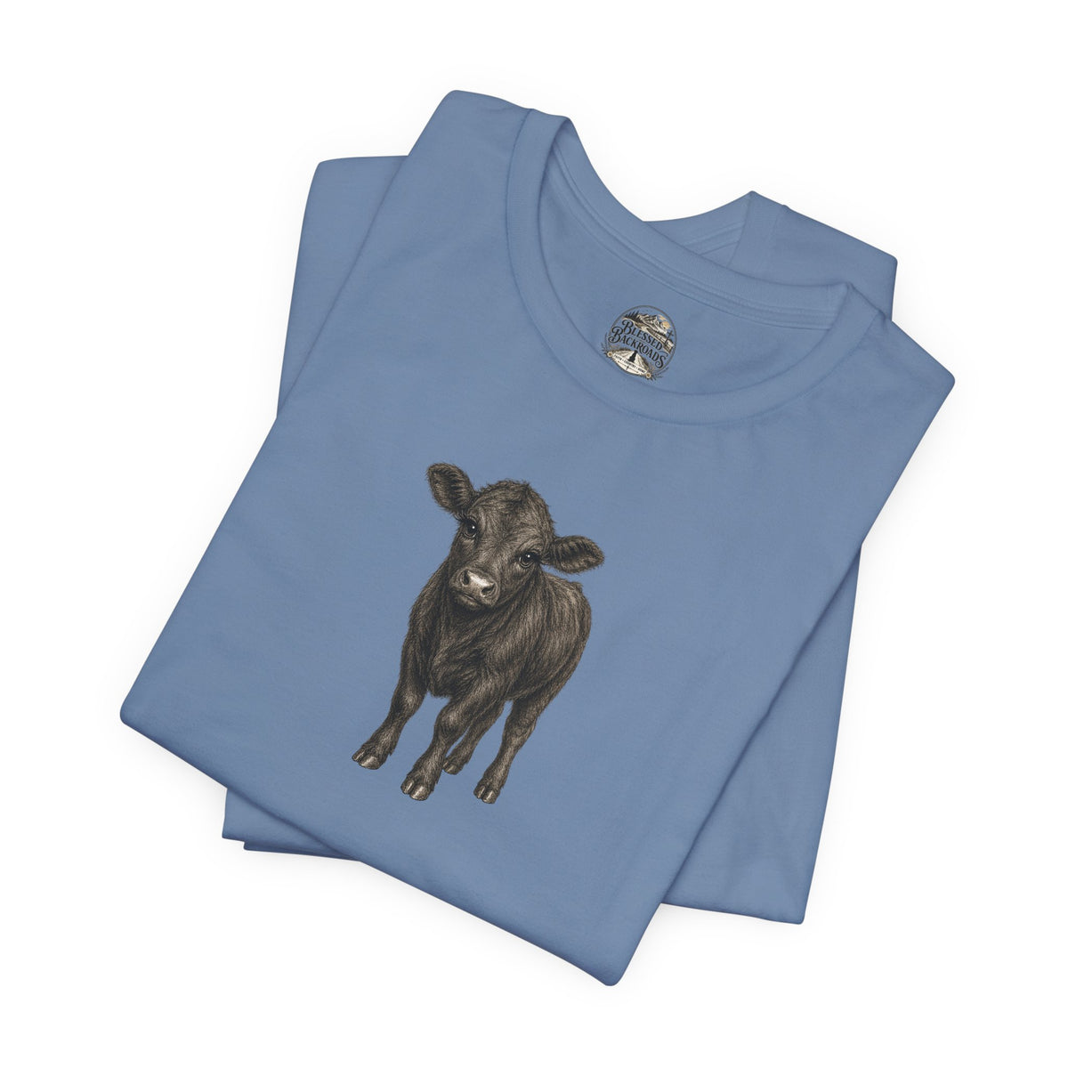 Cow Illustration T-Shirt — Cute Black Calf Graphic Tee