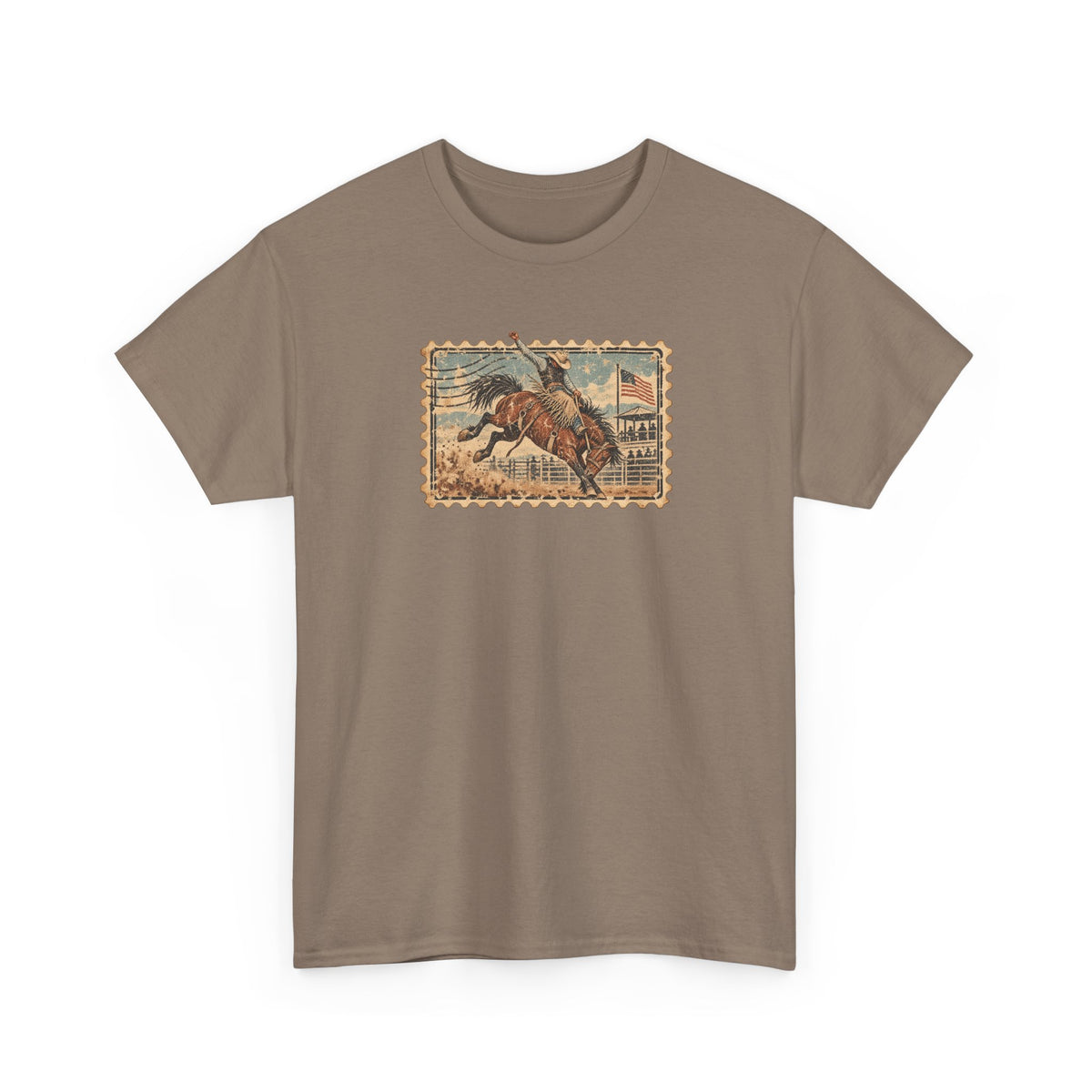 Western Rodeo Stamp T-Shirt — Vintage Bucking Bronco Tee