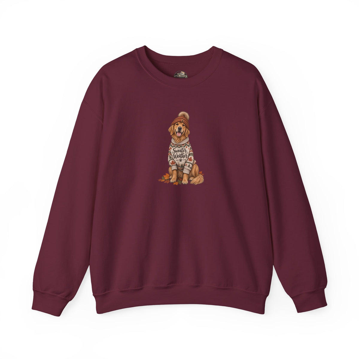 Golden Retriever in Sweater Crewneck Sweatshirt — Cozy Dog Lover Pullover
