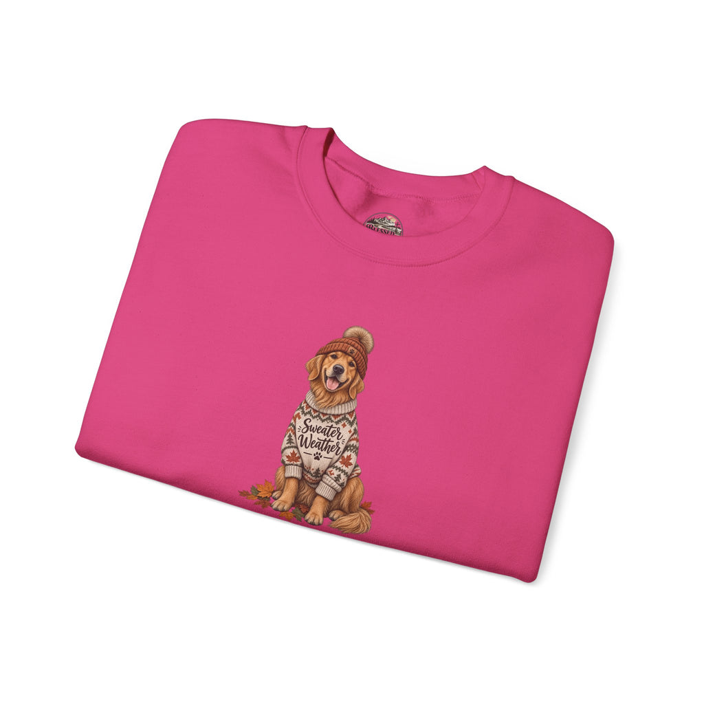 Golden Retriever in Sweater Crewneck Sweatshirt — Cozy Dog Lover Pullover