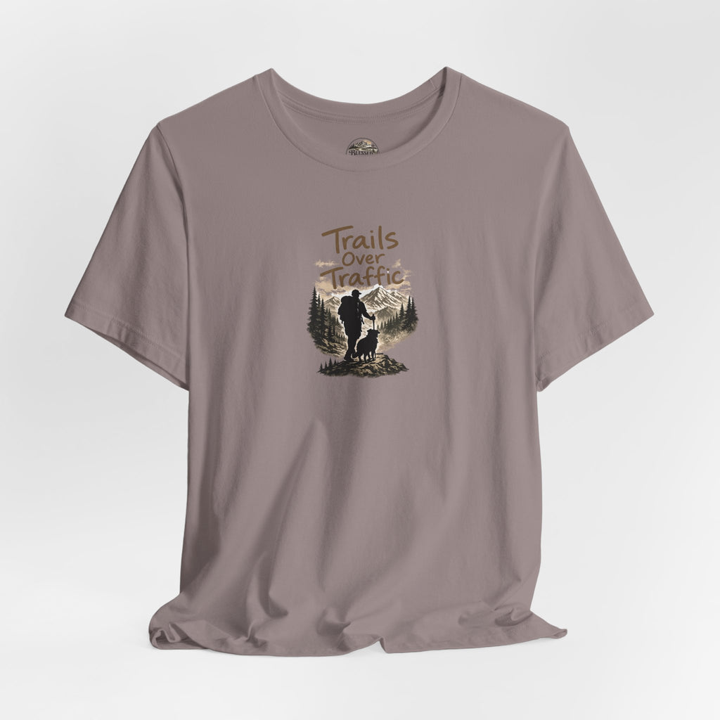 Trails Over Traffic T-Shirt — Outdoor Hiking Adventure Graphic Tee