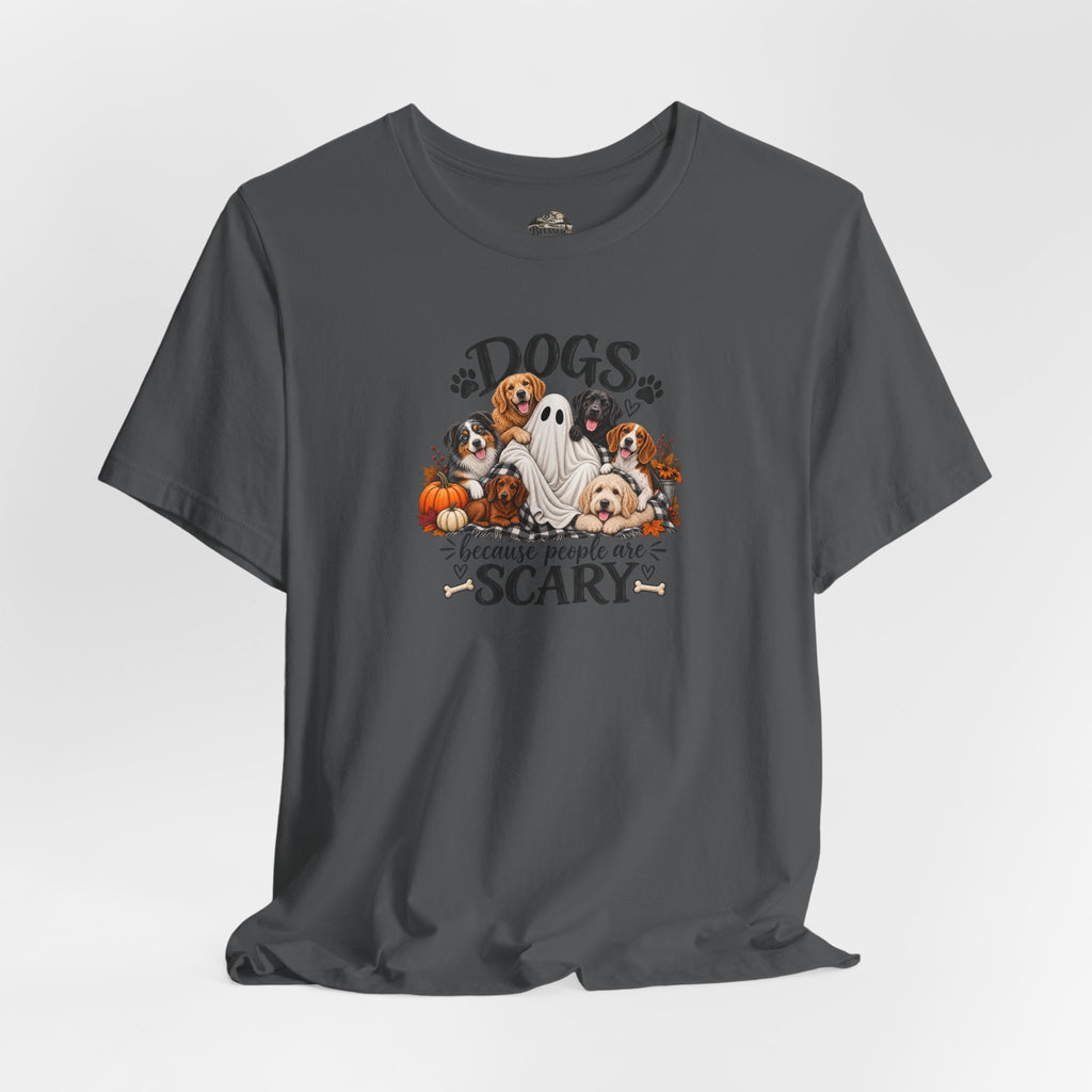 Dogs Because People Are Scary T-Shirt — Cute Halloween Ghost Puppies Tee