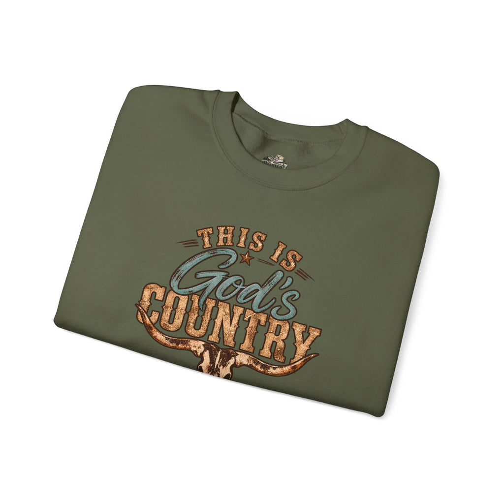 Crewneck Sweatshirt — "This Is God's Country" Western Graphic