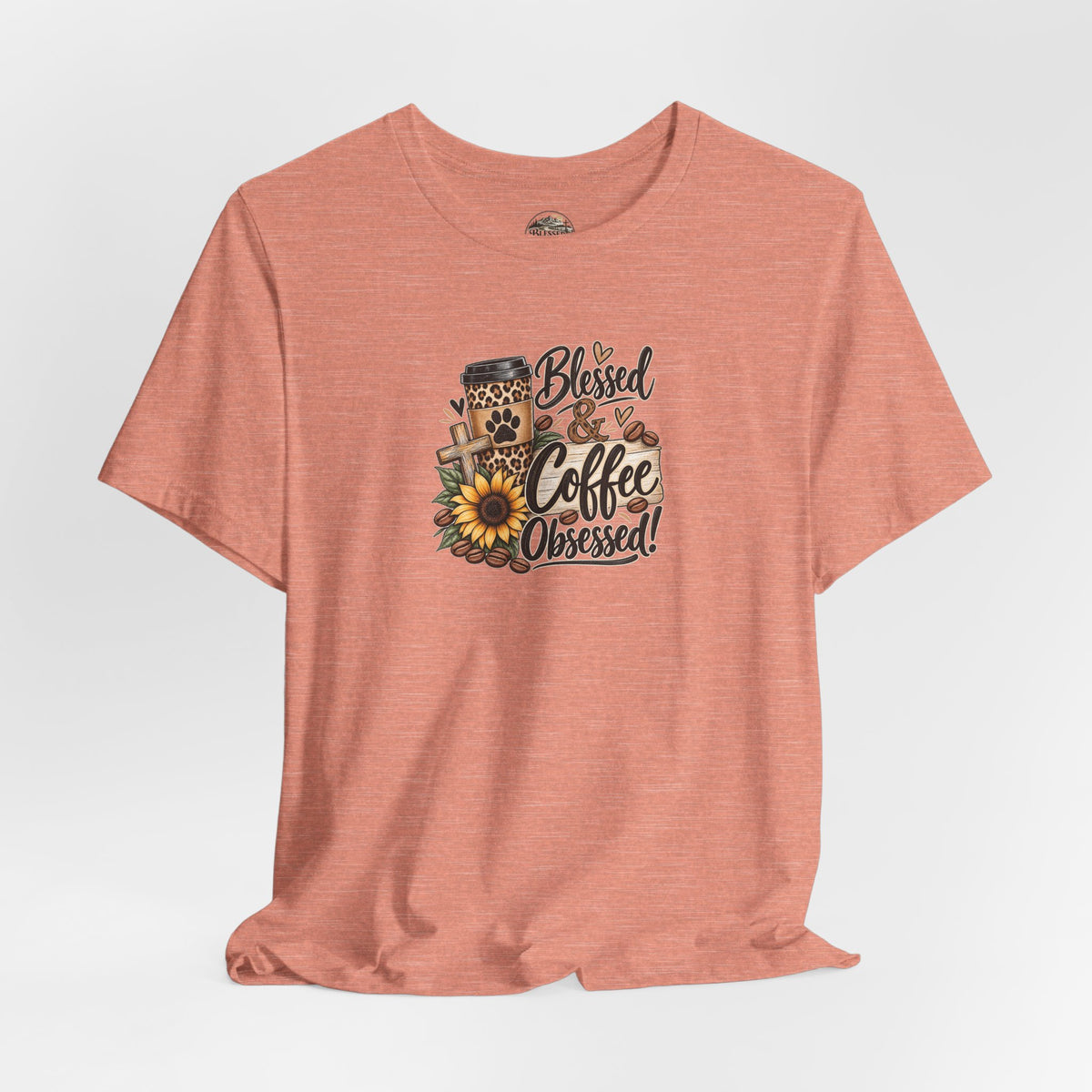 Blessed & Coffee Obsessed Tee — Sunflower Coffee Lover T-Shirt
