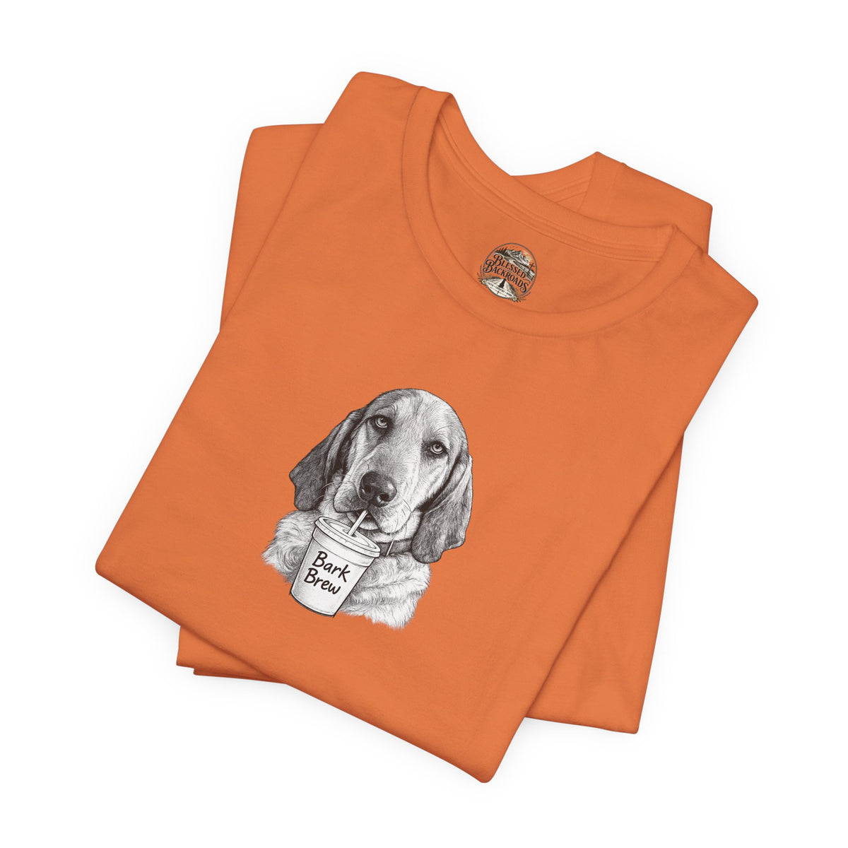 Dog Lover T‑Shirt —Hound Drinking 'Bark Brew' Graphic Tee