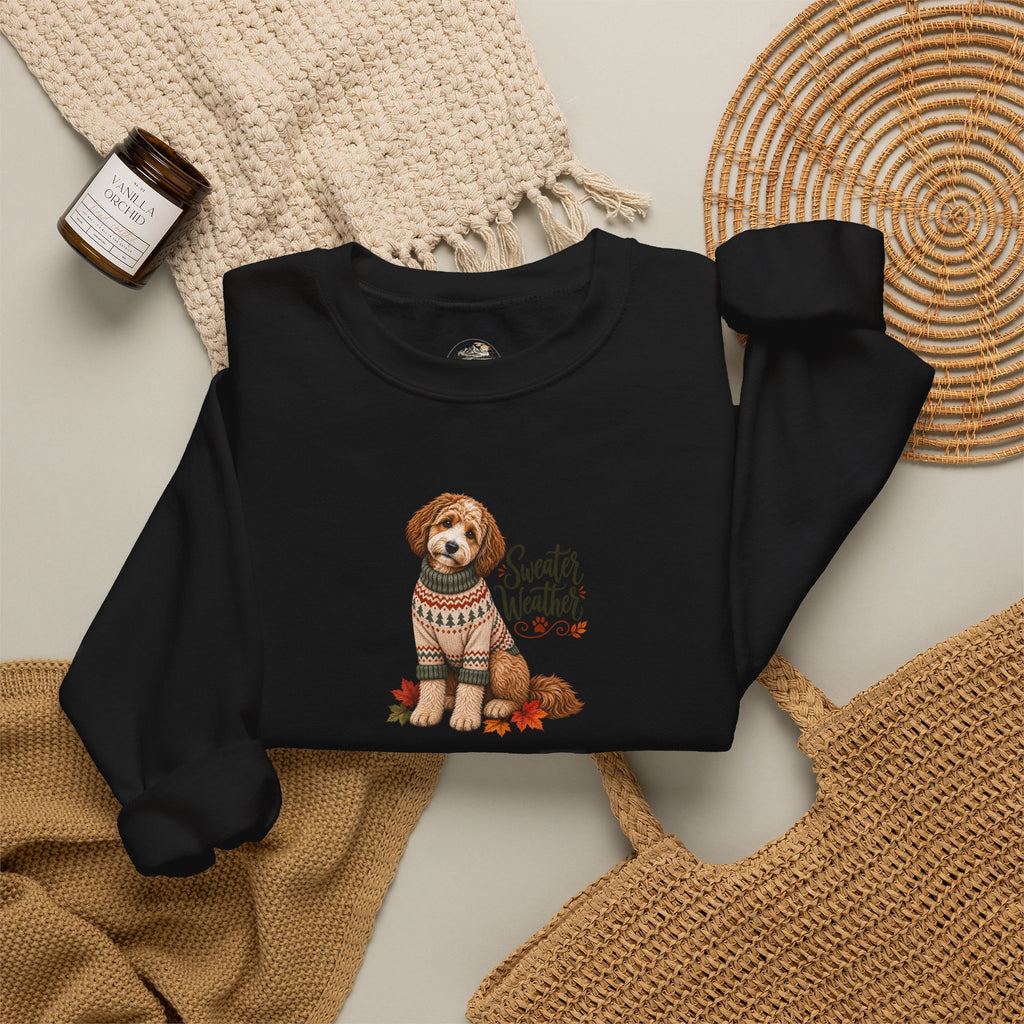 Dog in Sweater Crewneck Sweatshirt — "Sweater Weather" Cozy Fall Pullover