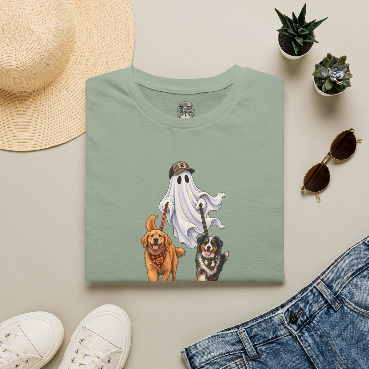 Halloween Ghost with Dogs T-Shirt