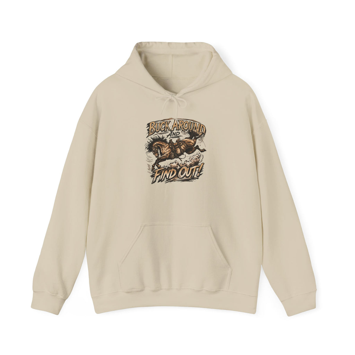 Buck Around Find Out Hoodie - Vintage Rodeo Bison Graphic Pullover