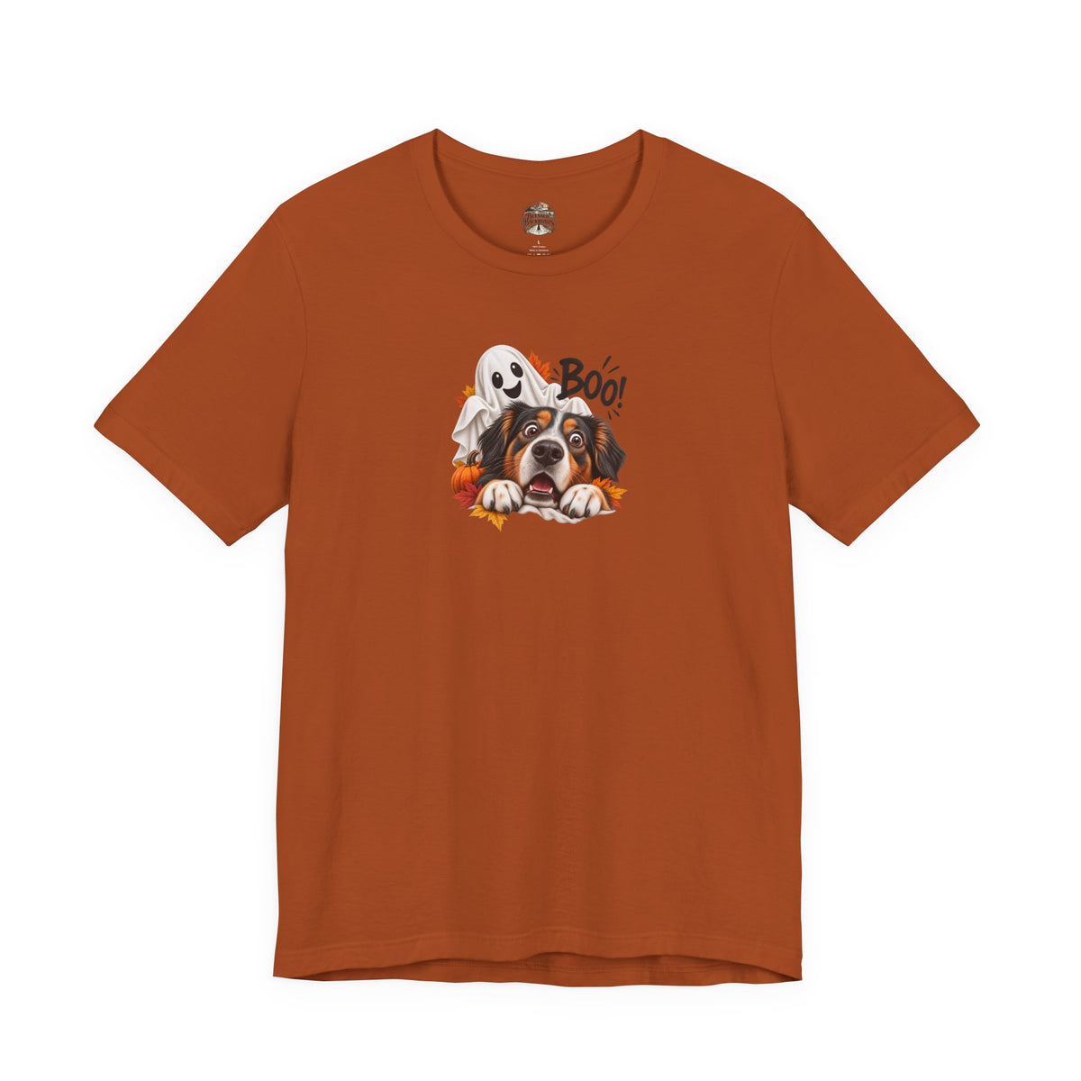 Halloween Dog Tee — "Boo!" Ghost Bernese Mountain Puppy T-Shirt