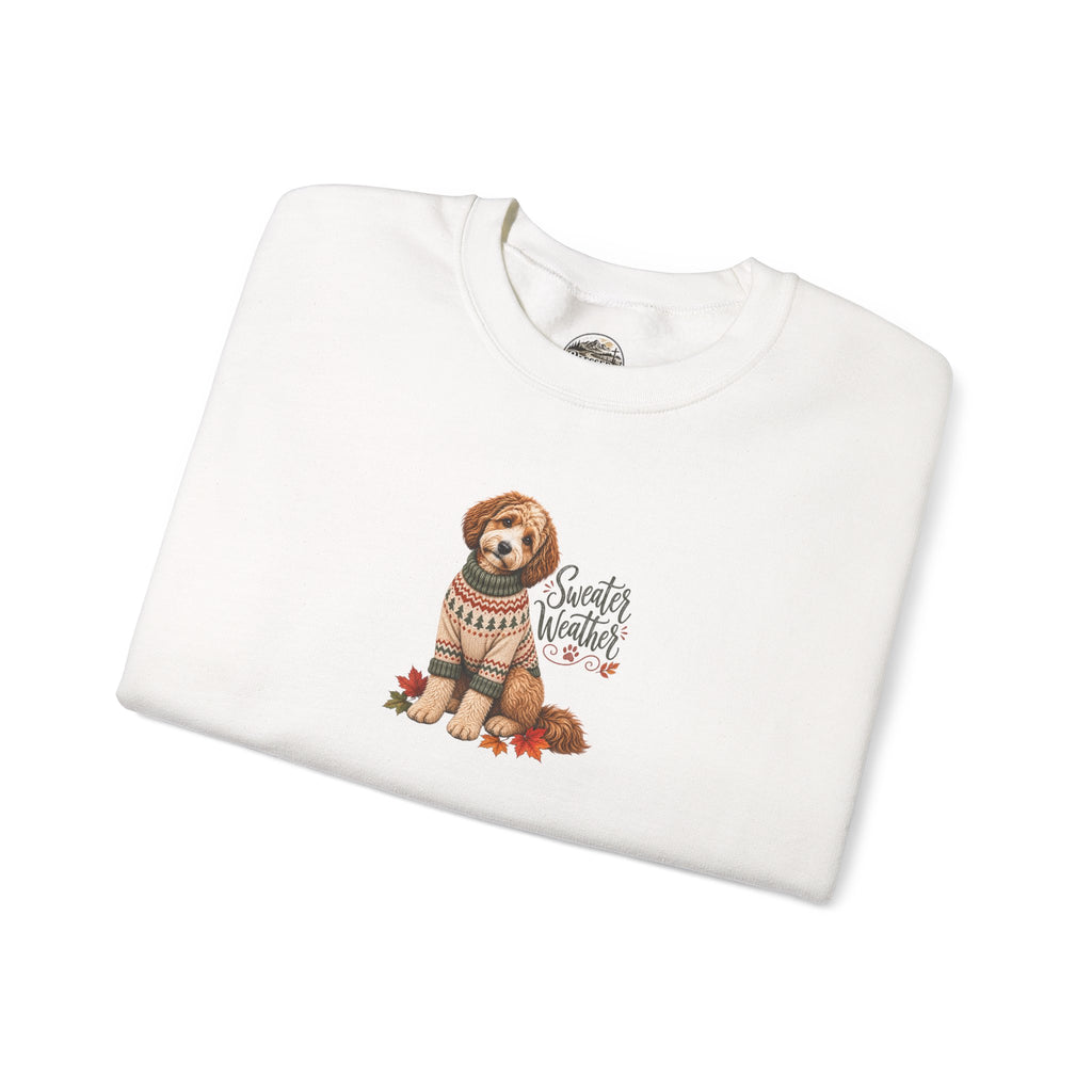 Dog in Sweater Crewneck Sweatshirt — "Sweater Weather" Cozy Fall Pullover