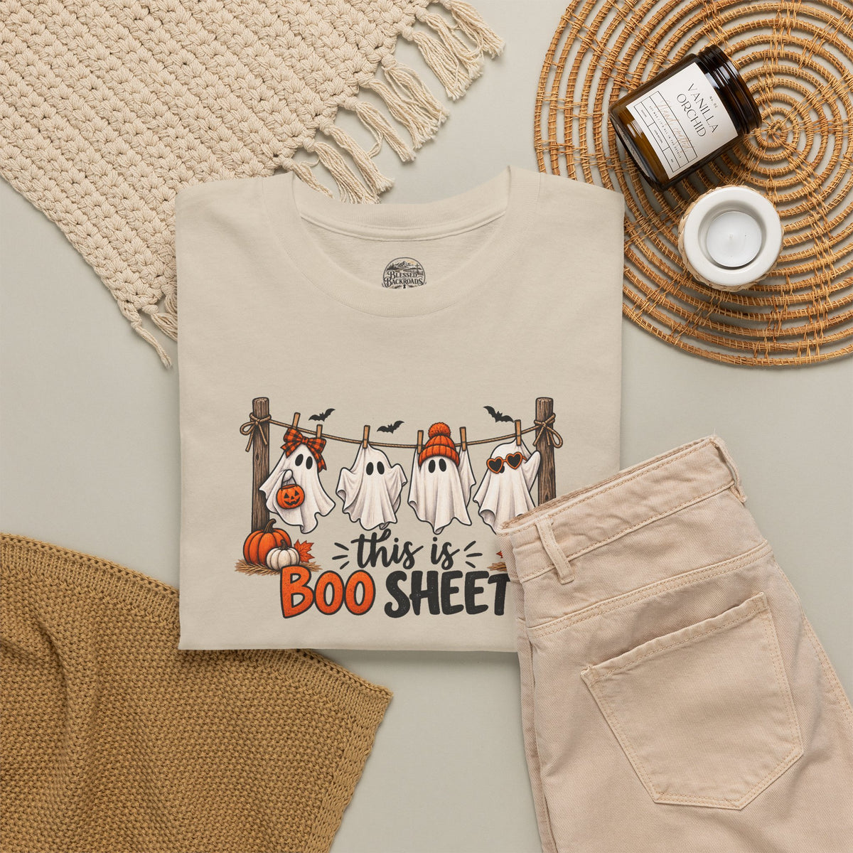 Halloween 'This Is Boo Sheet' T-Shirt – Cute Ghosts & Pumpkins Tee