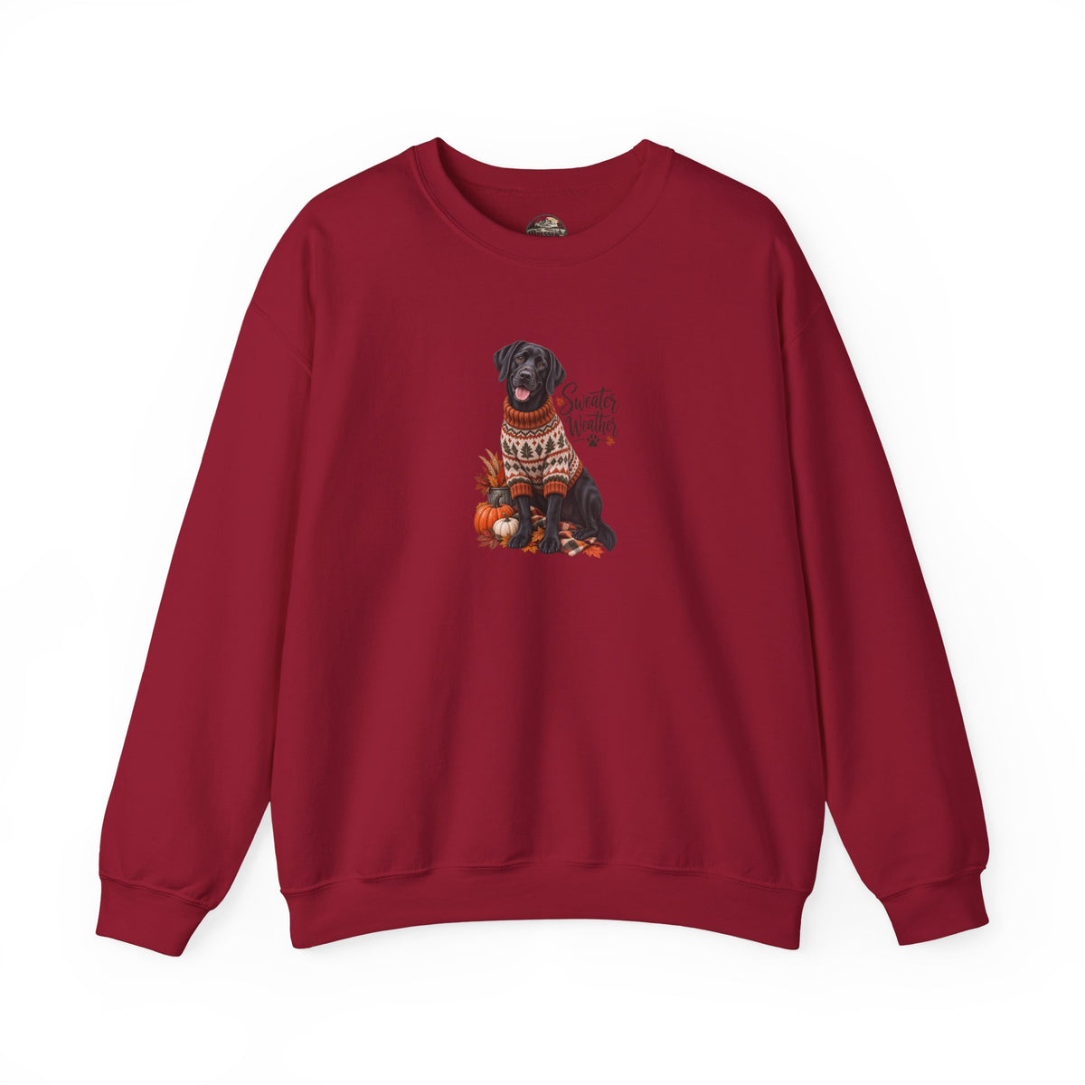 Crewneck Sweatshirt — Black Lab in Cozy Sweater "Sweater Weather" Autumn Design