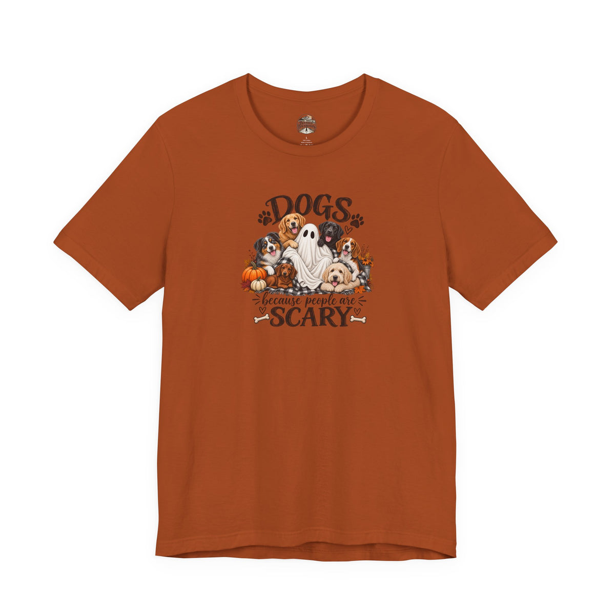 Dogs Because People Are Scary T-Shirt — Cute Halloween Ghost Puppies Tee