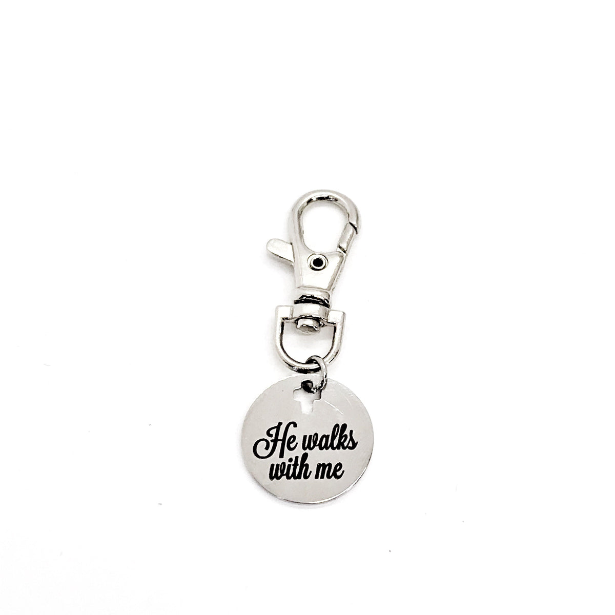Bag Charm, He Walks With Me Charm, God Walks With Me Charm, Keychain Charm, Keychain Clip, Christian Gift, Religious Gift, Comfort Gift