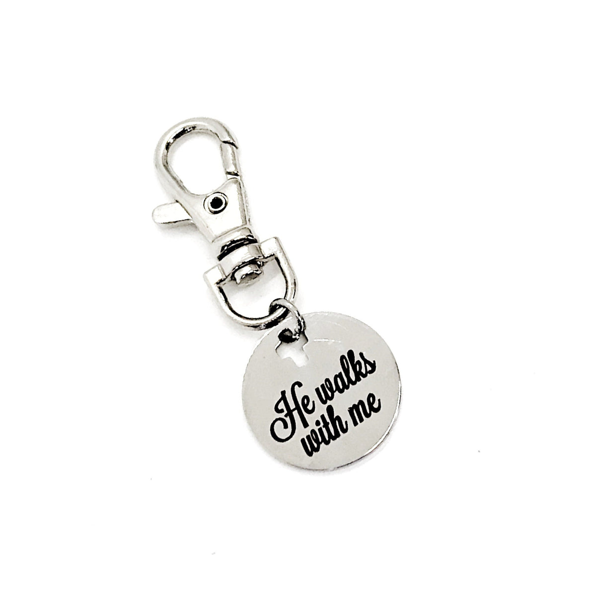 Bag Charm, He Walks With Me Charm, God Walks With Me Charm, Keychain Charm, Keychain Clip, Christian Gift, Religious Gift, Comfort Gift