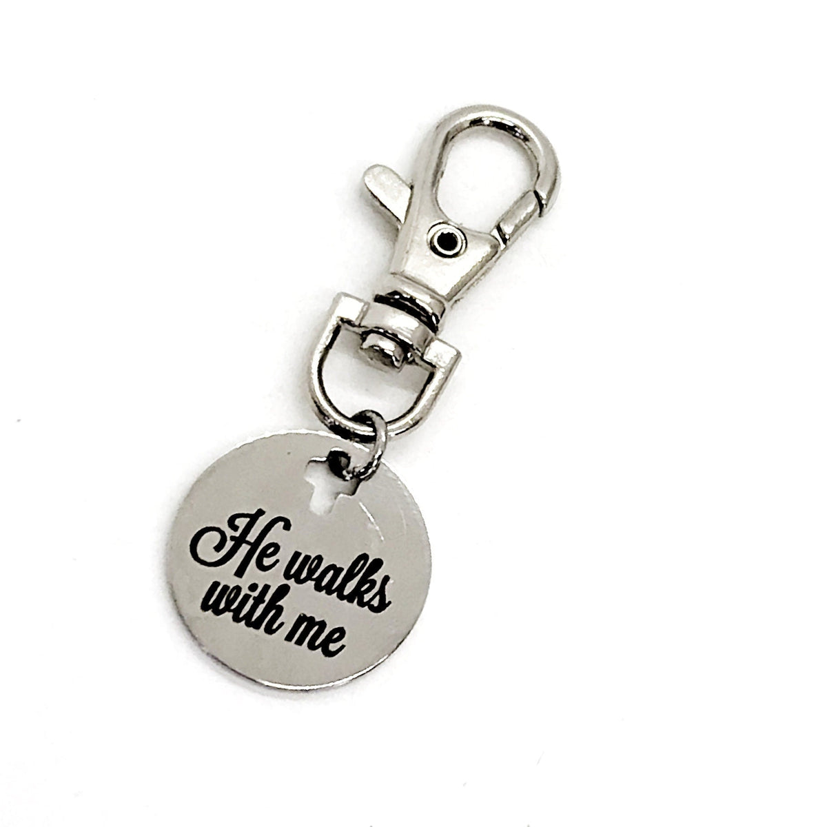 Bag Charm, He Walks With Me Charm, God Walks With Me Charm, Keychain Charm, Keychain Clip, Christian Gift, Religious Gift, Comfort Gift