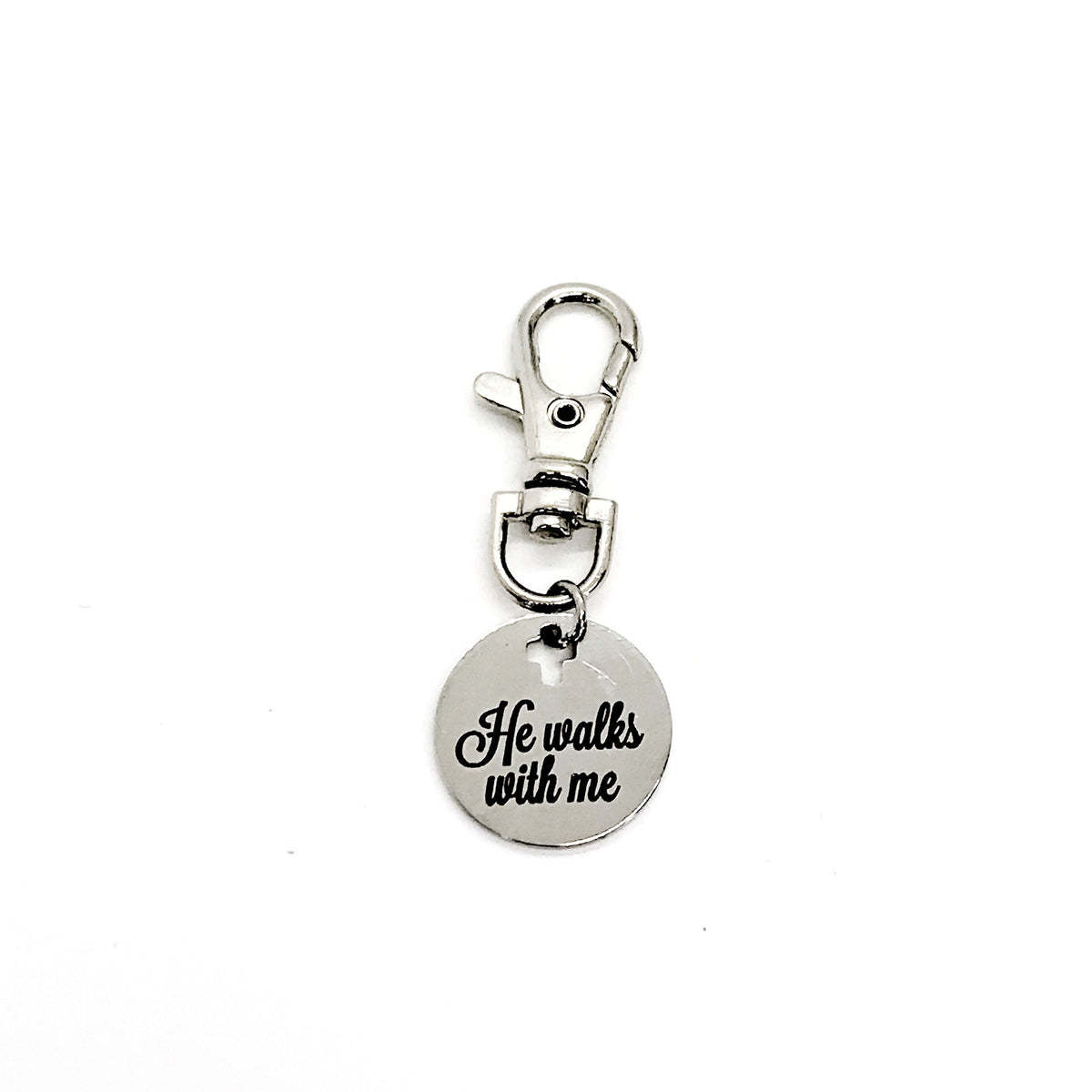 Bag Charm, He Walks With Me Charm, God Walks With Me Charm, Keychain Charm, Keychain Clip, Christian Gift, Religious Gift, Comfort Gift